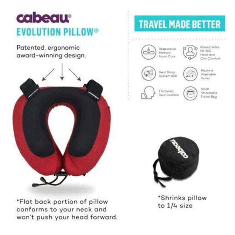 Cabeau Evolution® S3 Memory Foam Neck Travel Pillow Red - Love Luggage