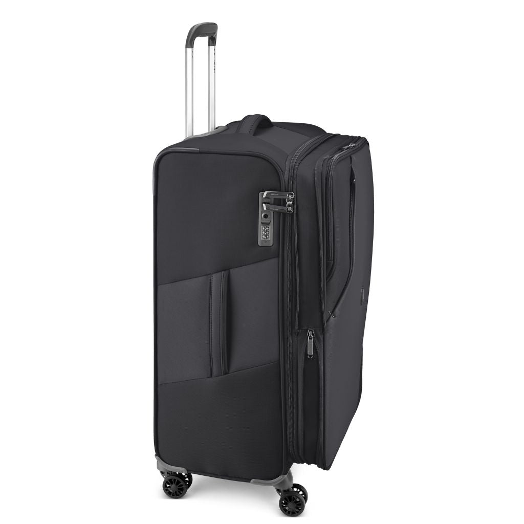 Delsey MARINGA 78cm Large Exp Softsided Luggage - Black - Love Luggage