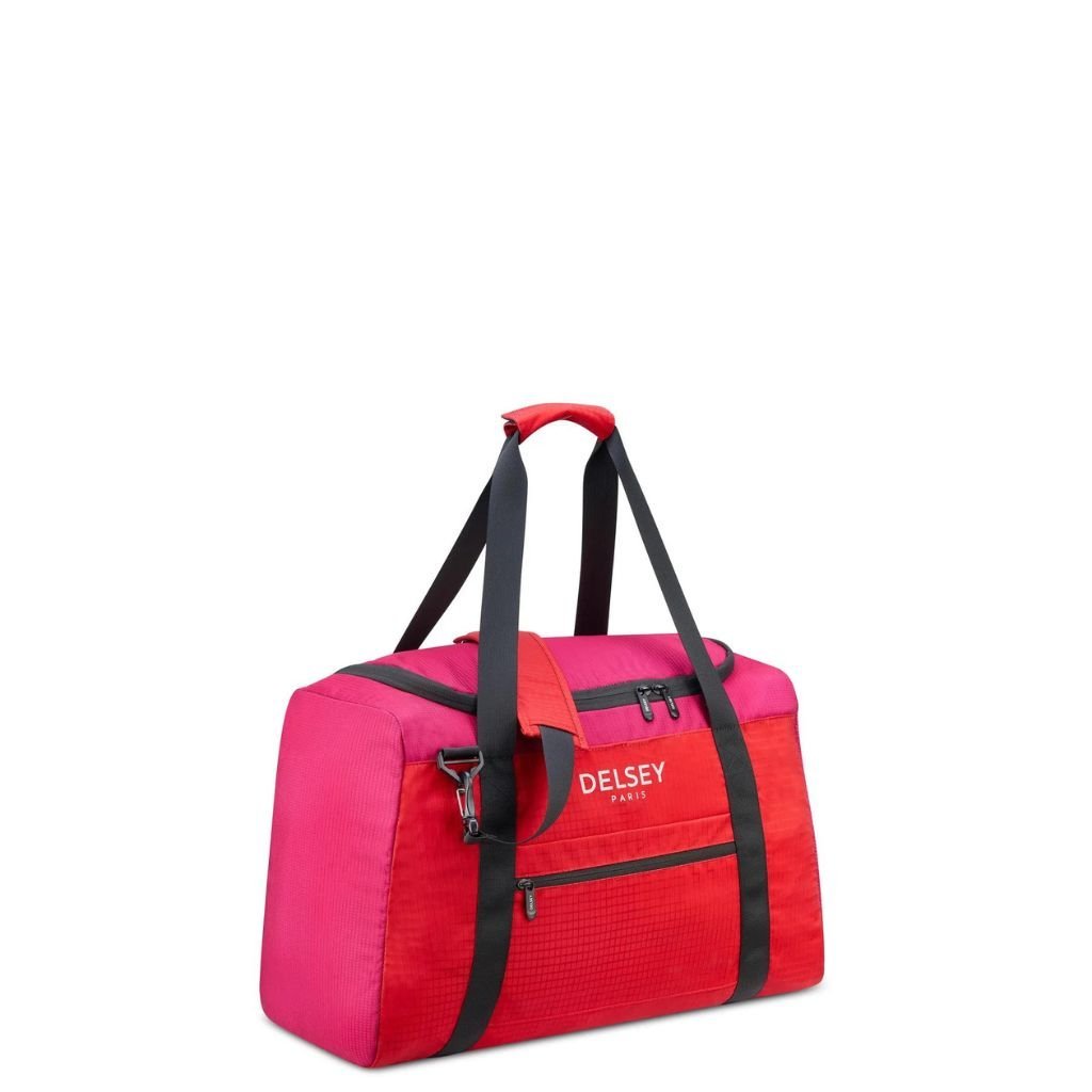 Delsey Nomade 55cm Foldable Duffle Bag Red/Pink - Love Luggage