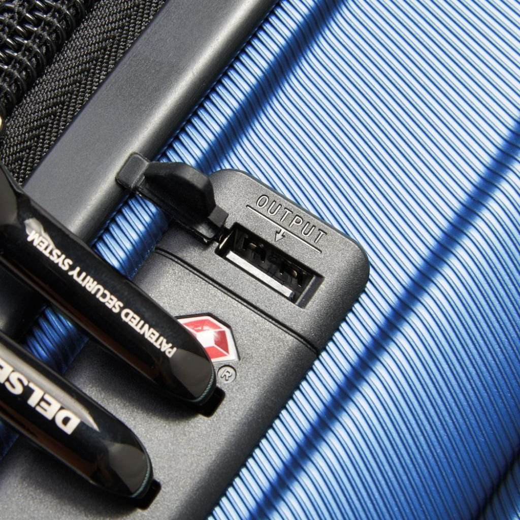 Delsey Shadow 55cm Expandable Carry On Luggage - Blue - Love Luggage