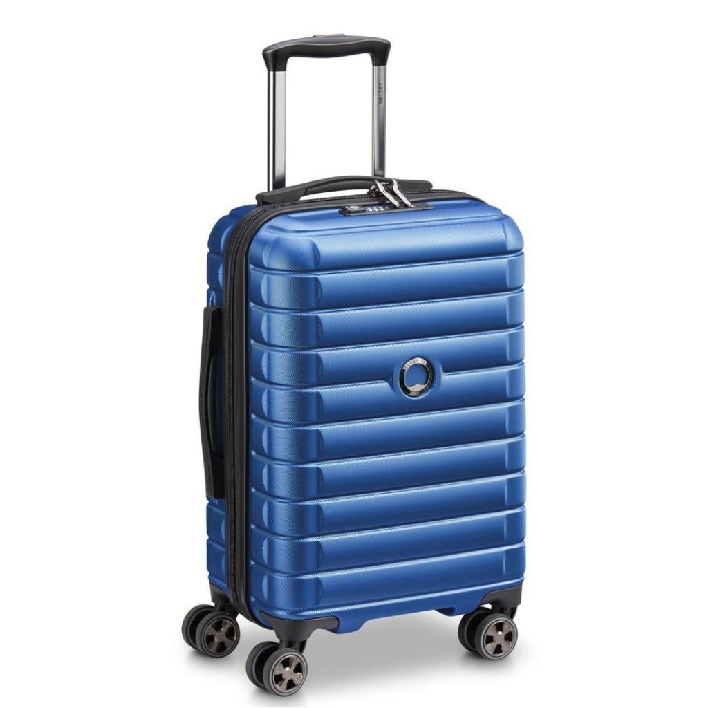 Delsey Shadow 55cm Expandable Carry On Luggage - Blue - Love Luggage