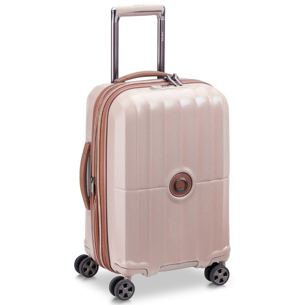 Delsey St Tropez 55cm Expandable Carry On Luggage - Pink - Love Luggage