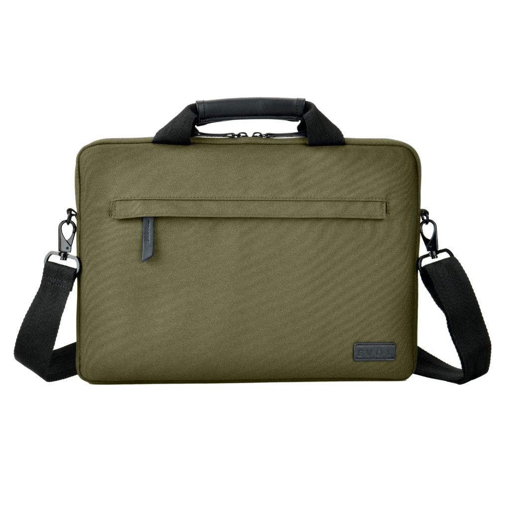 Evol 14.1″ Slim Laptop Brief - Recycled Material - Olive - Love Luggage