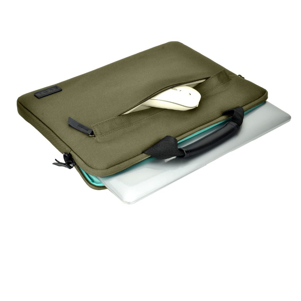 Evol 14.1″ Slim Laptop Brief - Recycled Material - Olive - Love Luggage