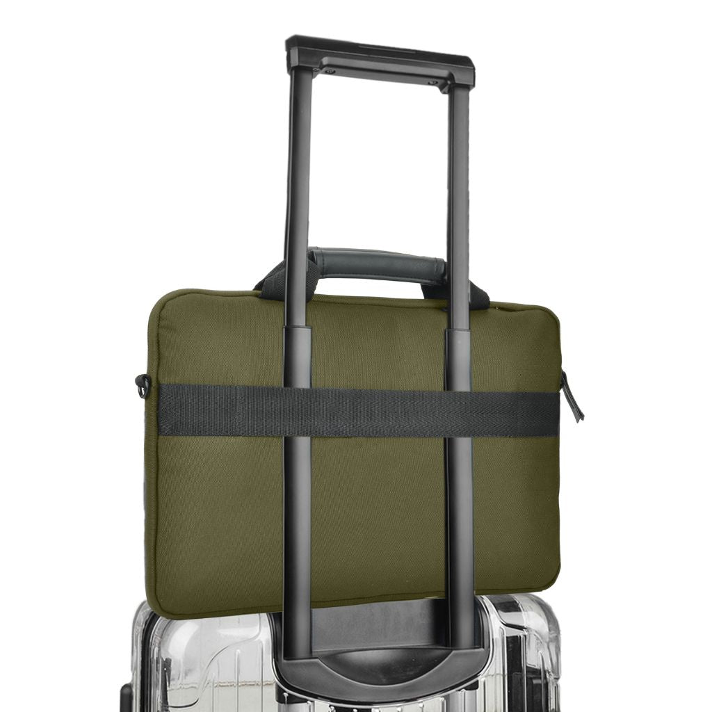 Evol 14.1″ Slim Laptop Brief - Recycled Material - Olive - Love Luggage