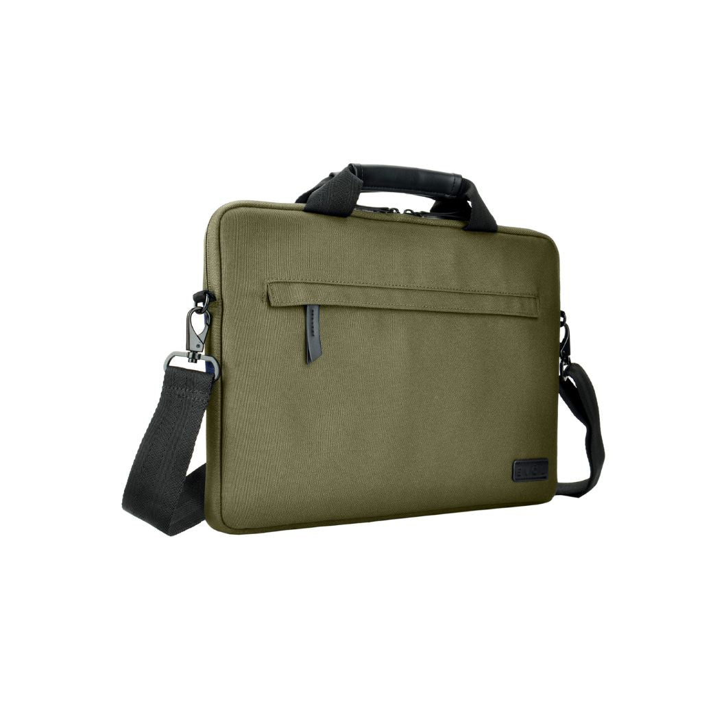 Evol 14.1″ Slim Laptop Brief - Recycled Material - Olive - Love Luggage
