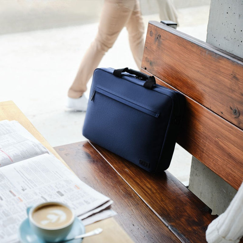 Evol 15.6″ Laptop Brief Shoulder Bag - Recycled Material - Navy - Love Luggage