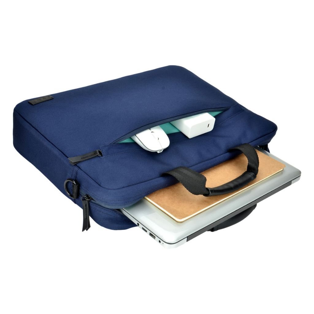 Evol 15.6″ Laptop Brief Shoulder Bag - Recycled Material - Navy - Love Luggage