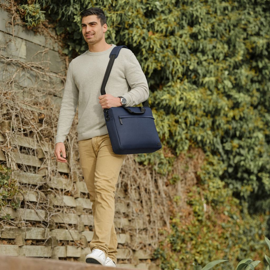 Evol 15.6″ Laptop Brief Shoulder Bag - Recycled Material - Navy - Love Luggage