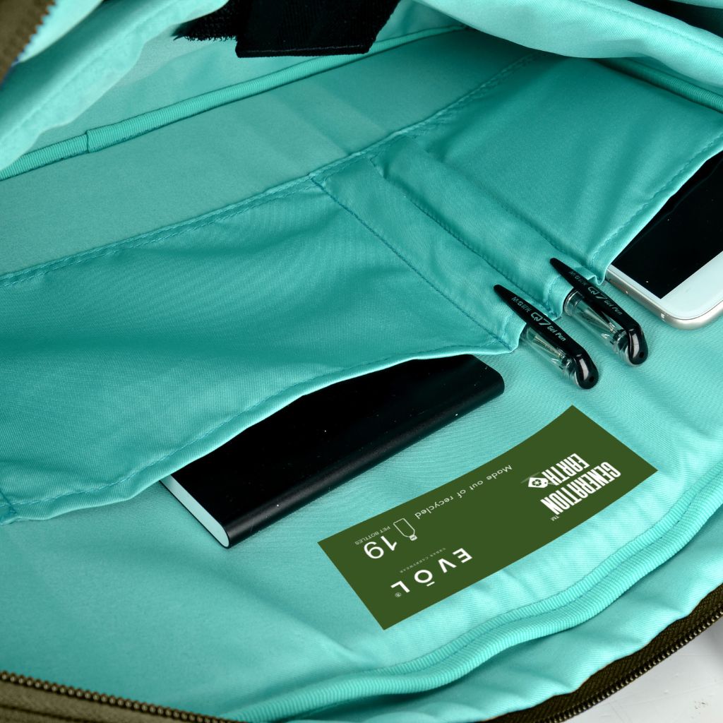Evol 15.6″ Laptop Brief Shoulder Bag - Recycled Material - Olive - Love Luggage