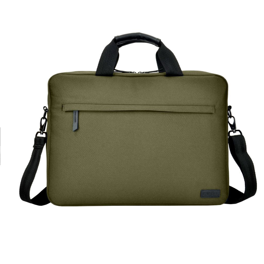 Evol 15.6″ Laptop Brief Shoulder Bag - Recycled Material - Olive - Love Luggage