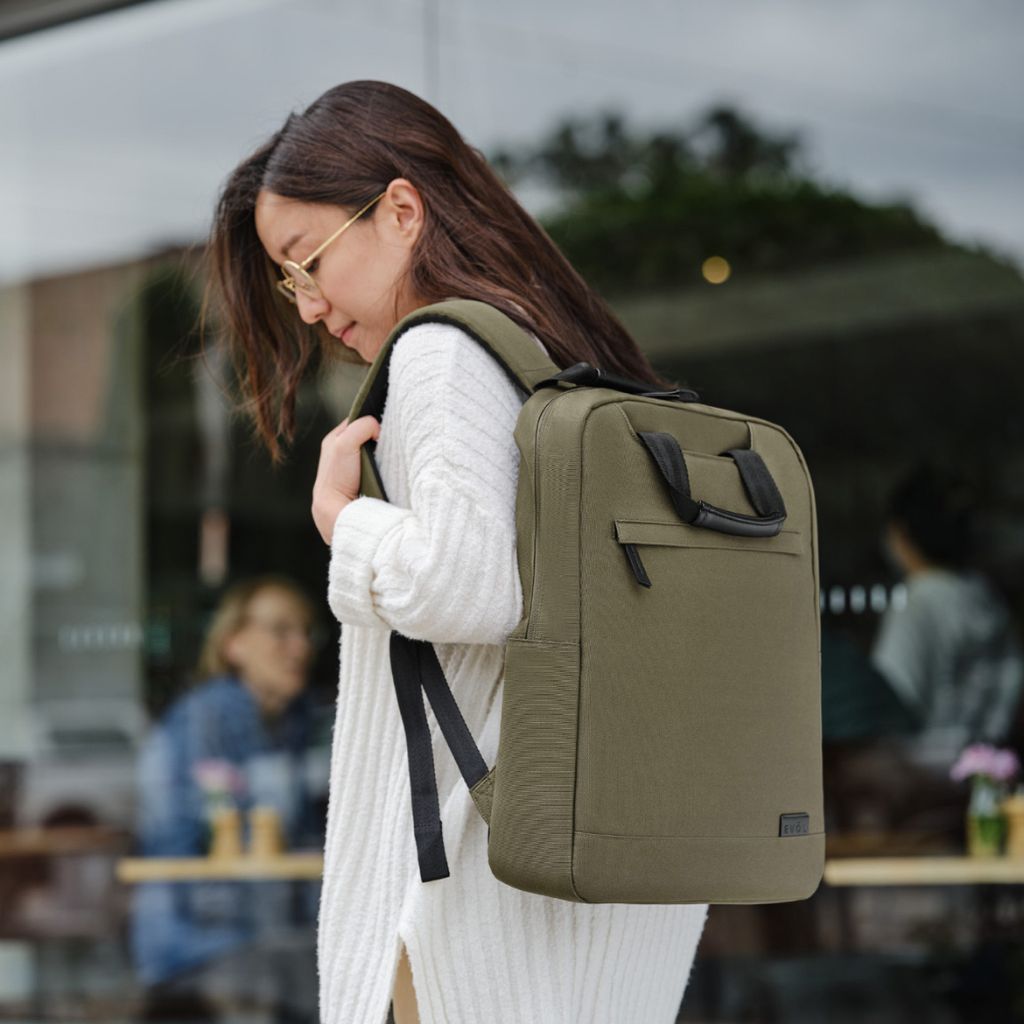 Evol - 15.6" Laptop Recycled Business backpack - Olive - Love Luggage