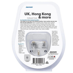 Jackson Outbound Slim USB - A & C Travel Adaptor AUS to UK & HK - Love Luggage