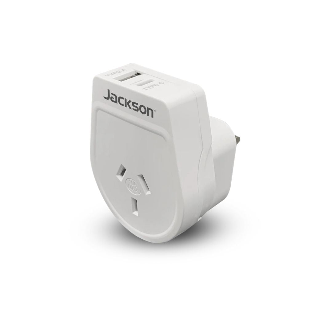 Jackson Outbound Slim USB - A & C Travel Adaptor AUS to UK & HK - Love Luggage