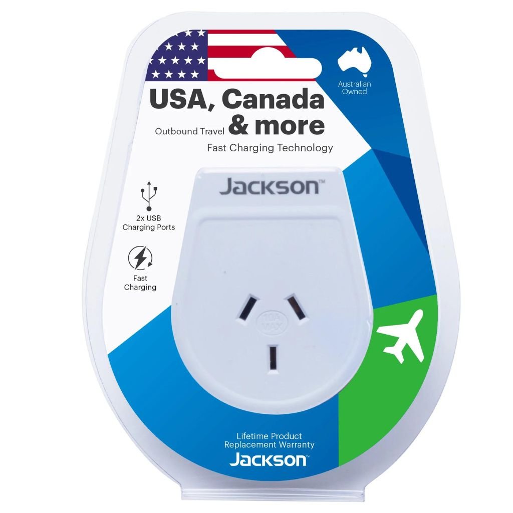 Jackson Outbound Slim USB - A & C Travel Adaptor - AUS to USA - Love Luggage