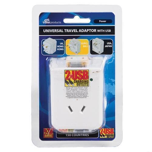 Jackson Universal Travel Adaptor with 2 x USB - Au to 150 Countries - Love Luggage