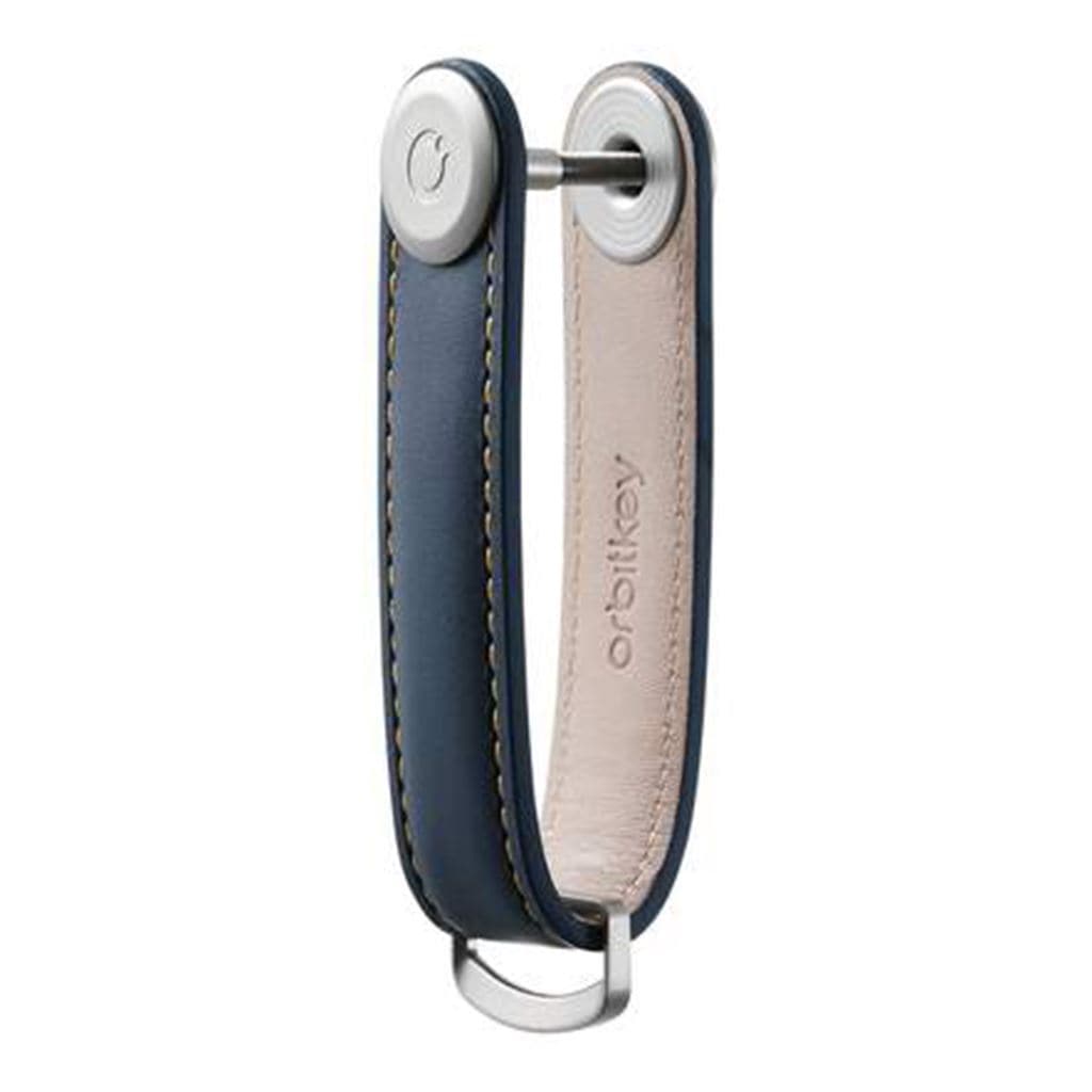 Orbitkey Leather 2.0 Key Organiser Navy/Tan - Love Luggage