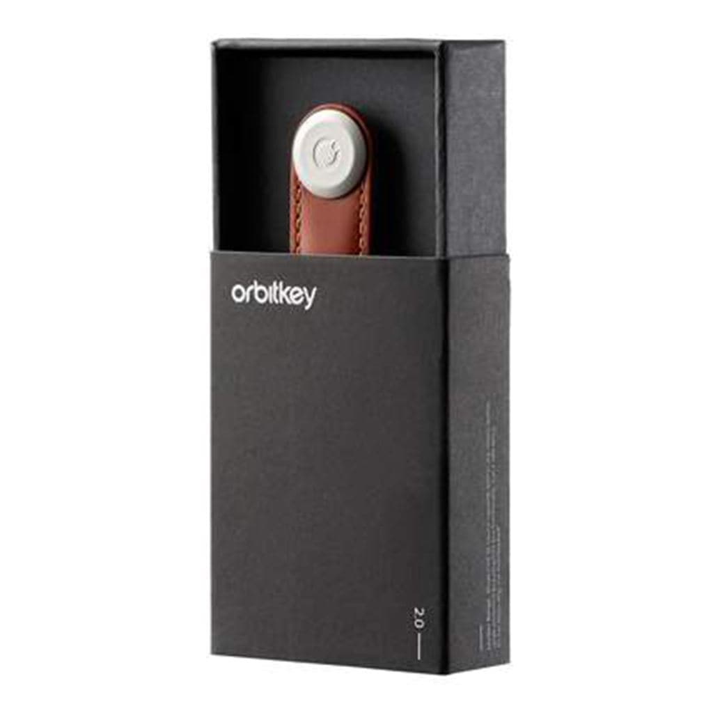 Orbitkey Leather 2.0 Key Organiser Navy/Tan - Love Luggage