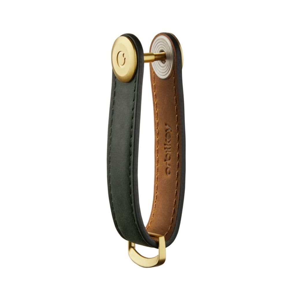 Orbitkey Leather Key Organiser Crazy Horse Forest Green with Green Stitching - Love Luggage