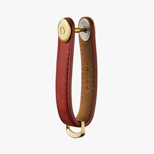 Orbitkey Leather Key Organiser Crazy Horse Maple Red with Red Stitching - Love Luggage