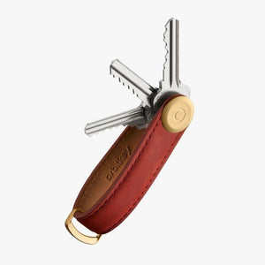 Orbitkey Leather Key Organiser Crazy Horse Maple Red with Red Stitching - Love Luggage