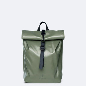 Rains Rolltop Mini Rucksack - Shiny Olive - Love Luggage