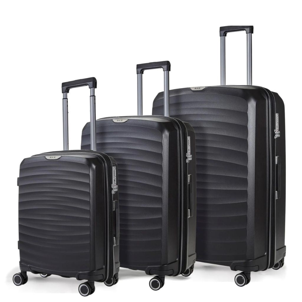 Rock Sunwave 3 Piece Set Expander Hardsided Luggage - Black - Love Luggage
