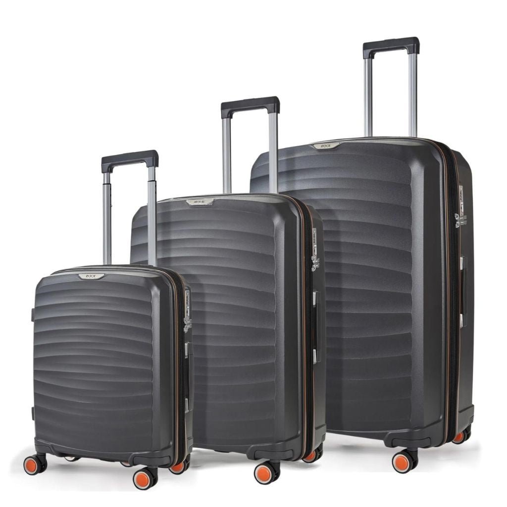Rock Sunwave 3 Piece Set Expander Hardsided Luggage - Charcoal - Love Luggage