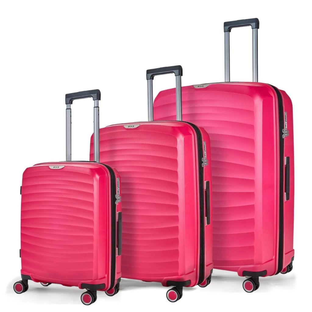 Rock Sunwave 3 Piece Set Expander Hardsided Luggage - Pink - Love Luggage