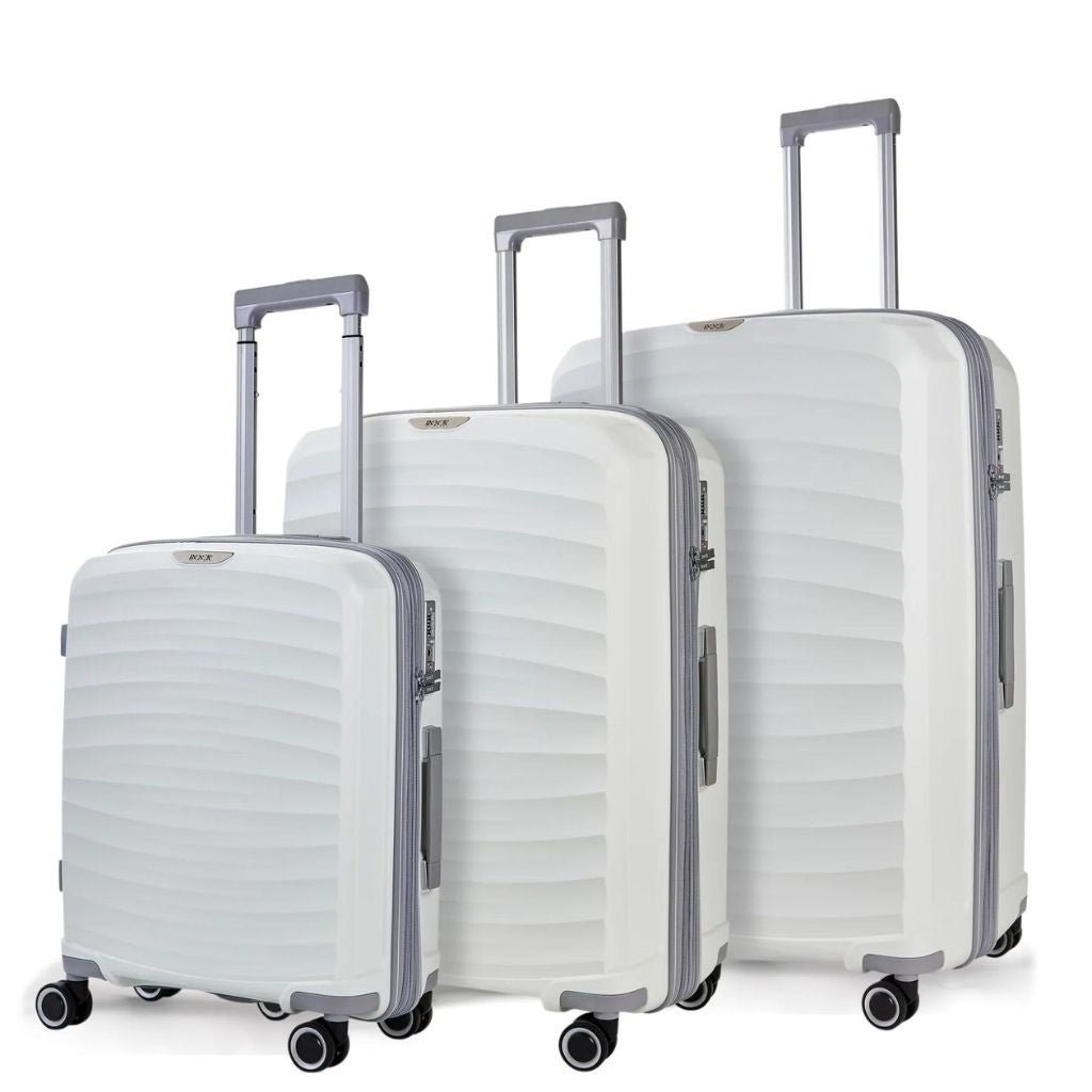 Rock Sunwave 3 Piece Set Expander Hardsided Luggage - White - Love Luggage