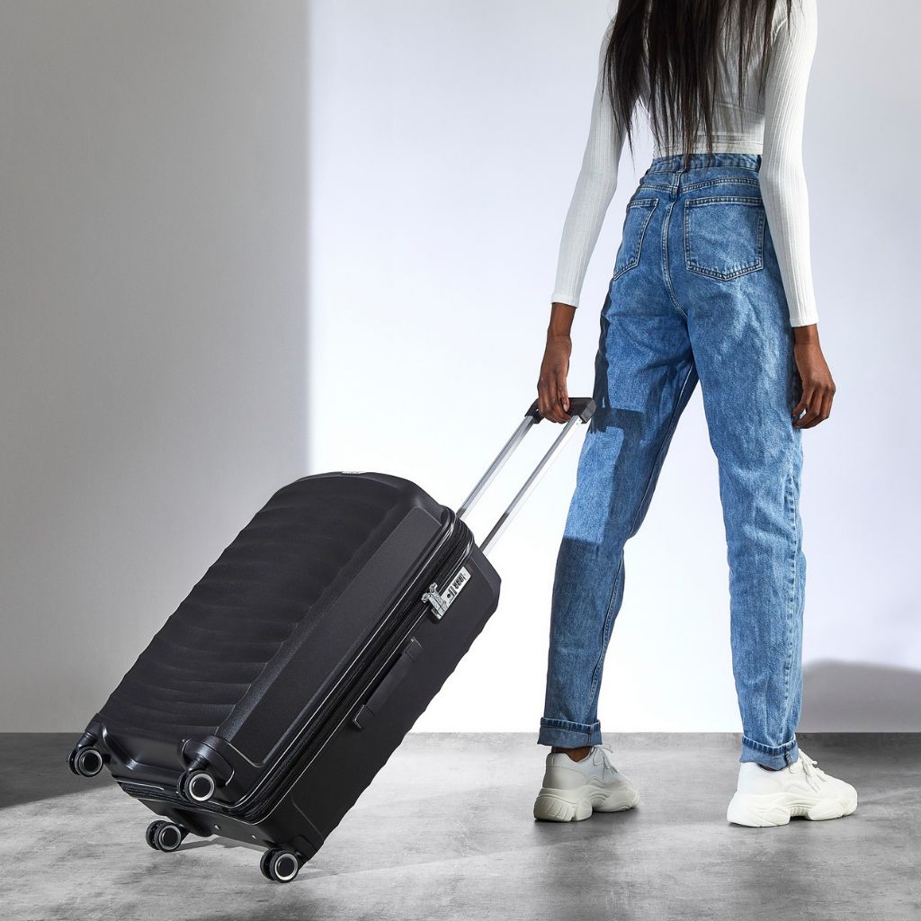 Rock Sunwave 66cm Medium Expander Hardsided Luggage - Black - Love Luggage