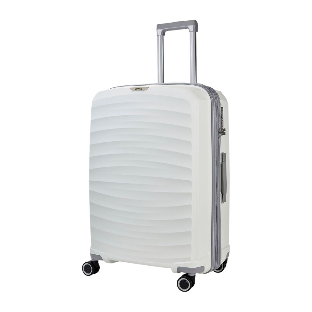 Rock Sunwave 66cm Medium Expander Hardsided Luggage - White - Love Luggage