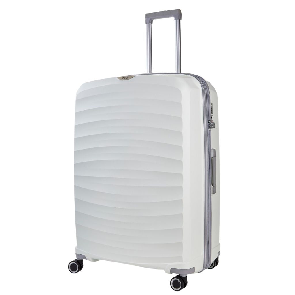 Rock Sunwave 79cm Large Expander Hardsided Luggage - White - Love Luggage