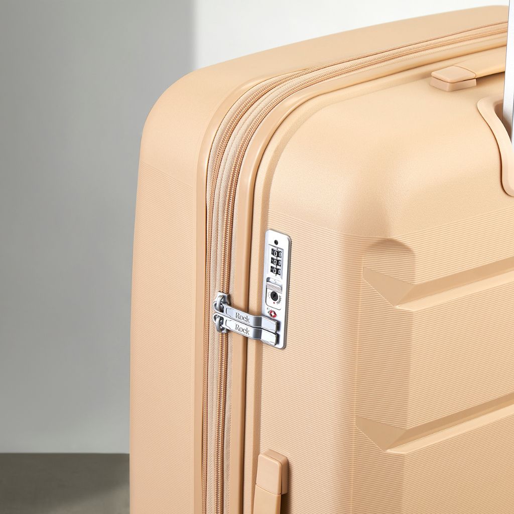 Rock Tulum 3 Piece Set Expander Hardsided Luggage - Beige - Love Luggage