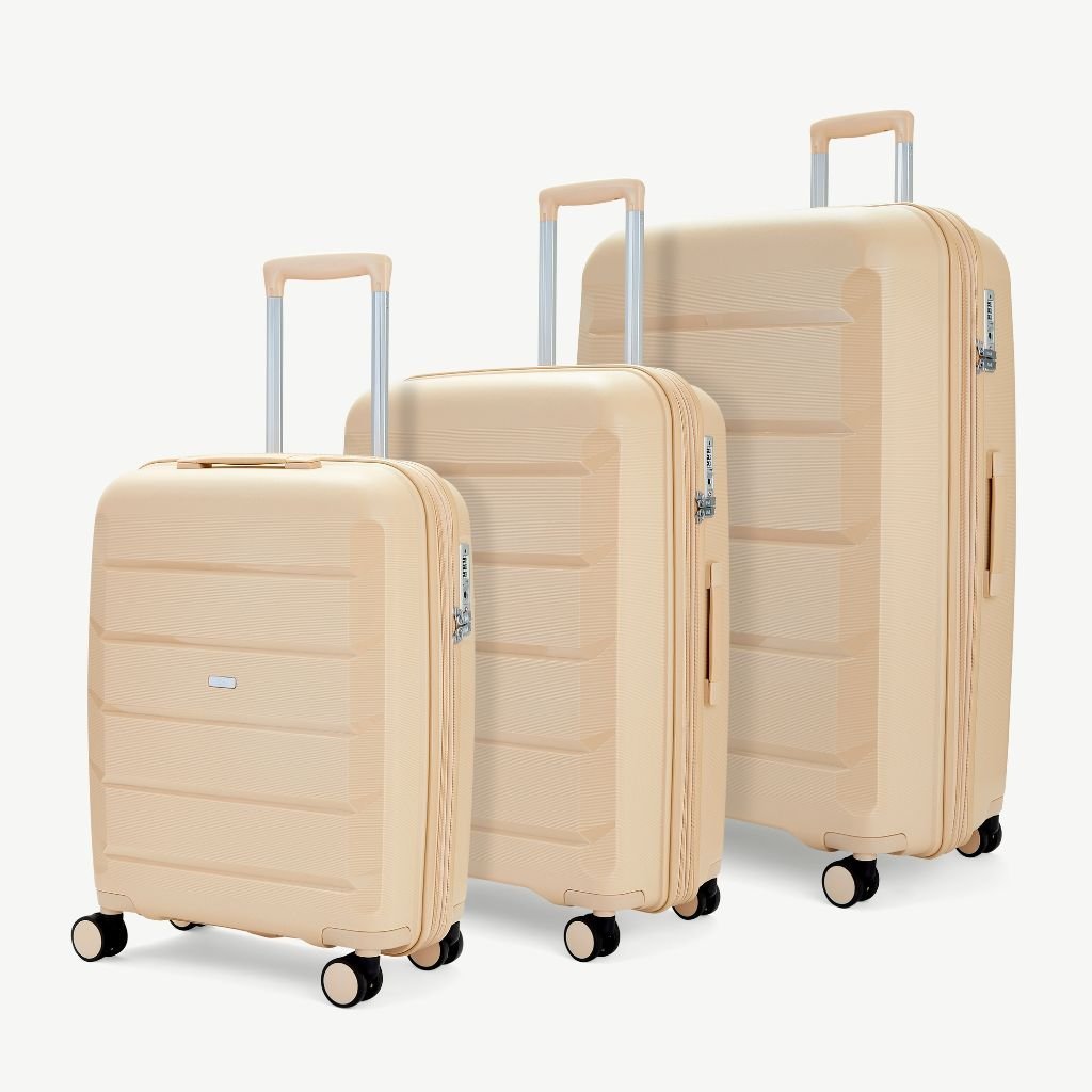Rock Tulum 3 Piece Set Expander Hardsided Luggage - Beige - Love Luggage