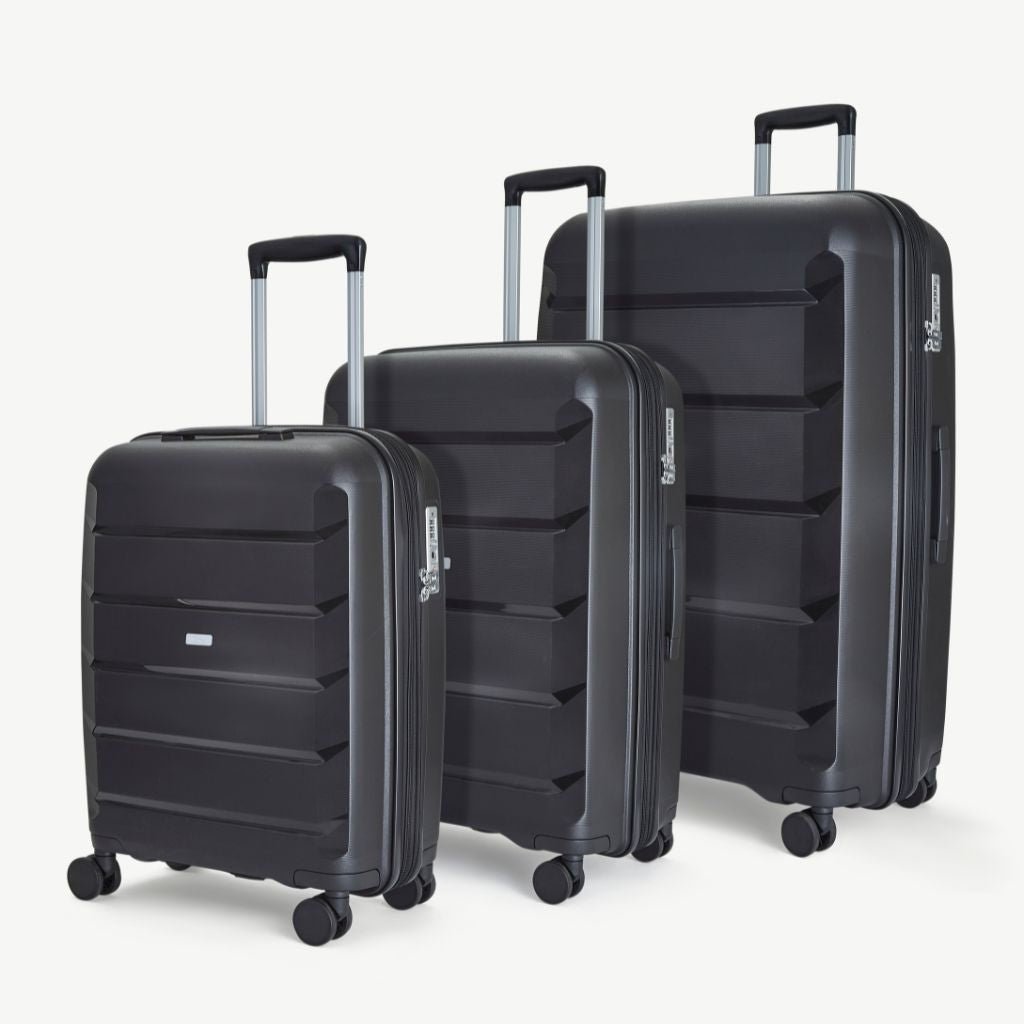Rock Tulum 3 Piece Set Expander Hardsided Luggage - Black - Love Luggage
