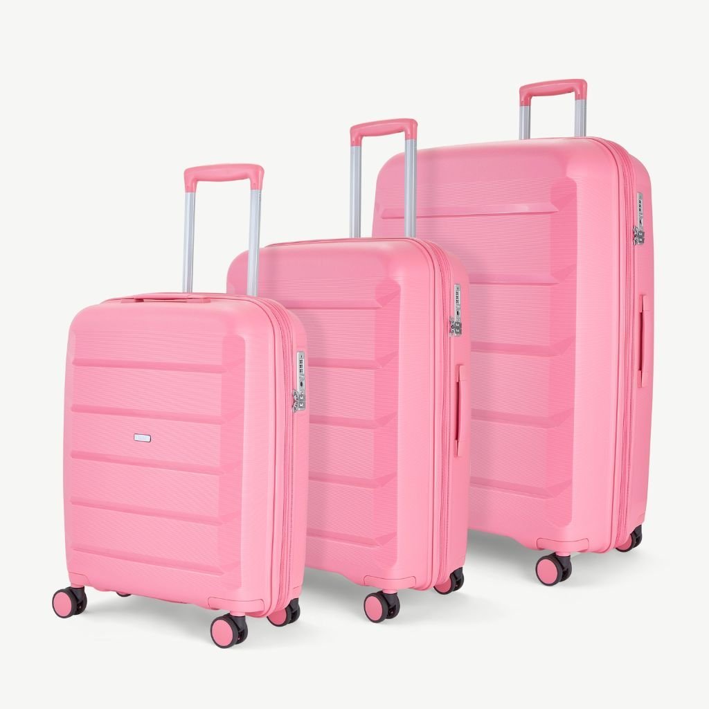 Rock Tulum 3 Piece Set Expander Hardsided Luggage - Bubble Gum Pink - Love Luggage