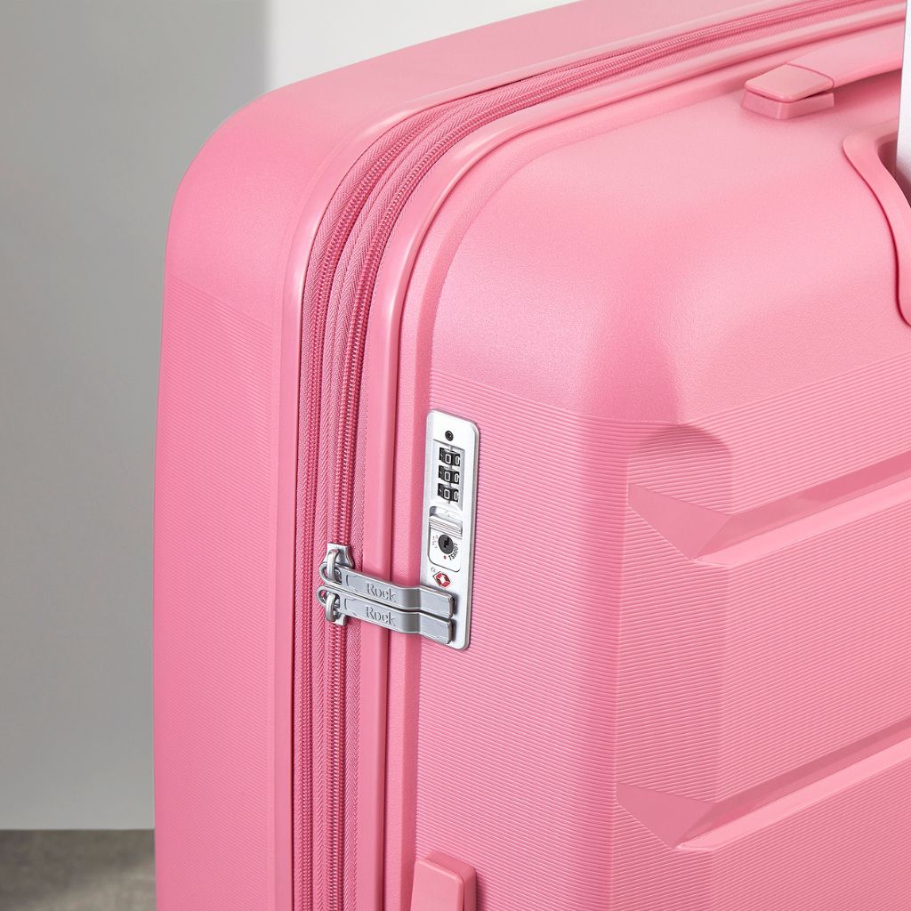 Rock Tulum 3 Piece Set Expander Hardsided Luggage - Bubble Gum Pink - Love Luggage