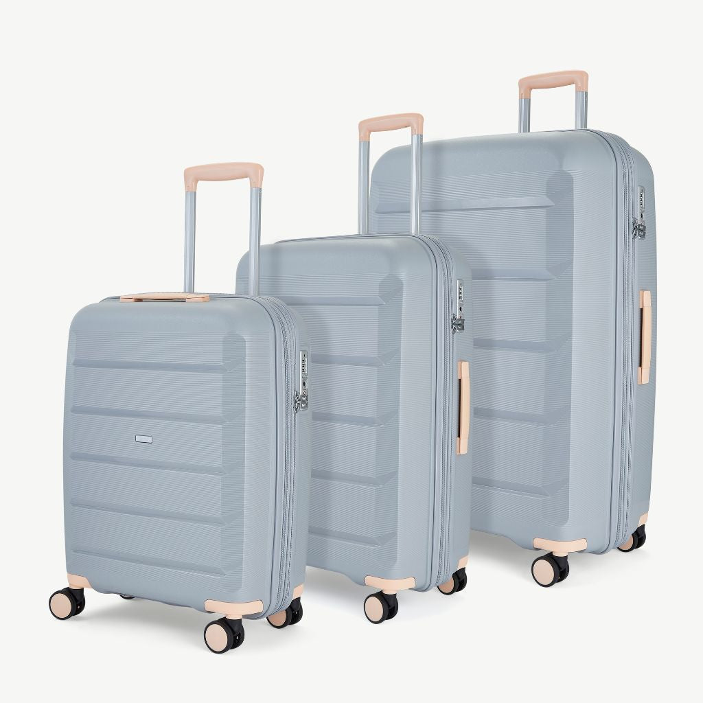 Rock Tulum 3 Piece Set Expander Hardsided Luggage - Grey - Love Luggage