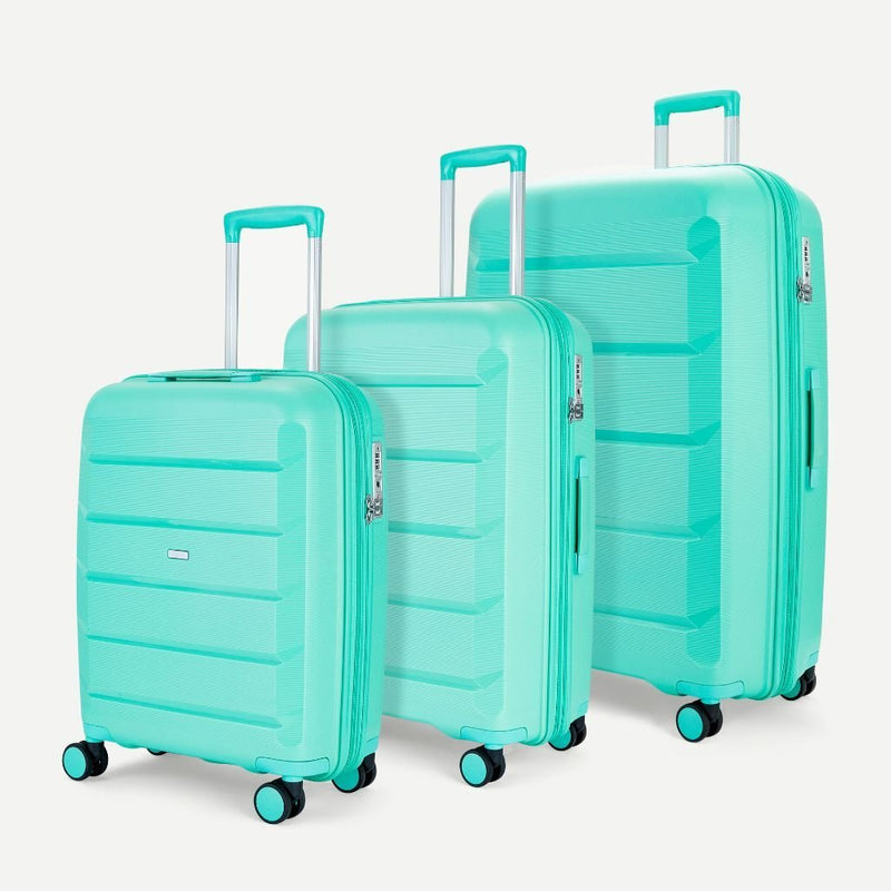 Rock Tulum 3 Piece Set Expander Hardsided Luggage - Turquoise - Love Luggage