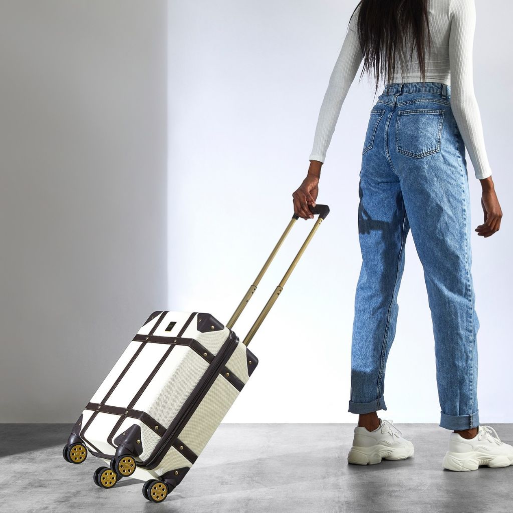 Rock Vintage 3 Piece Hardsided Luggage Set - Cream - Love Luggage