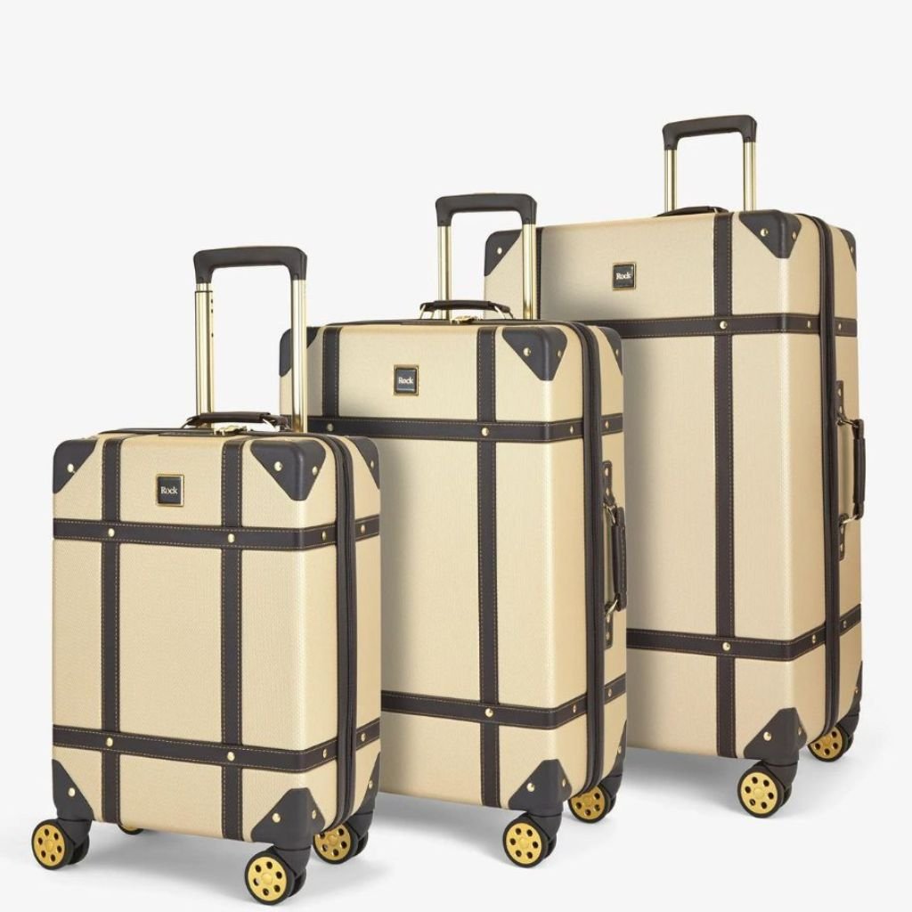 Rock Vintage 3 Piece Hardsided Luggage Set - Gold - Love Luggage