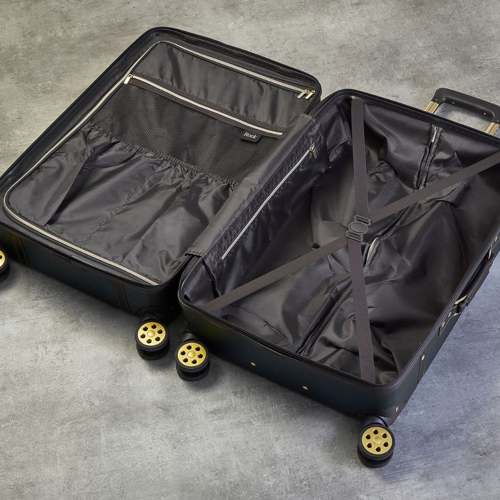 Rock Vintage 54cm Carry On Hardsided Luggage - Black - Love Luggage