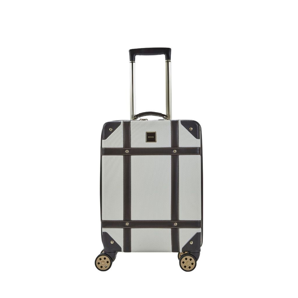 Rock Vintage 54cm Carry On Hardsided Luggage - Cream - Love Luggage