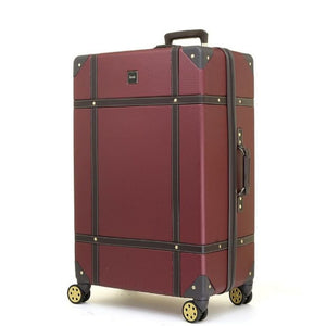 Rock Vintage 78cm Large Hardsided Luggage - Burgundy - Love Luggage
