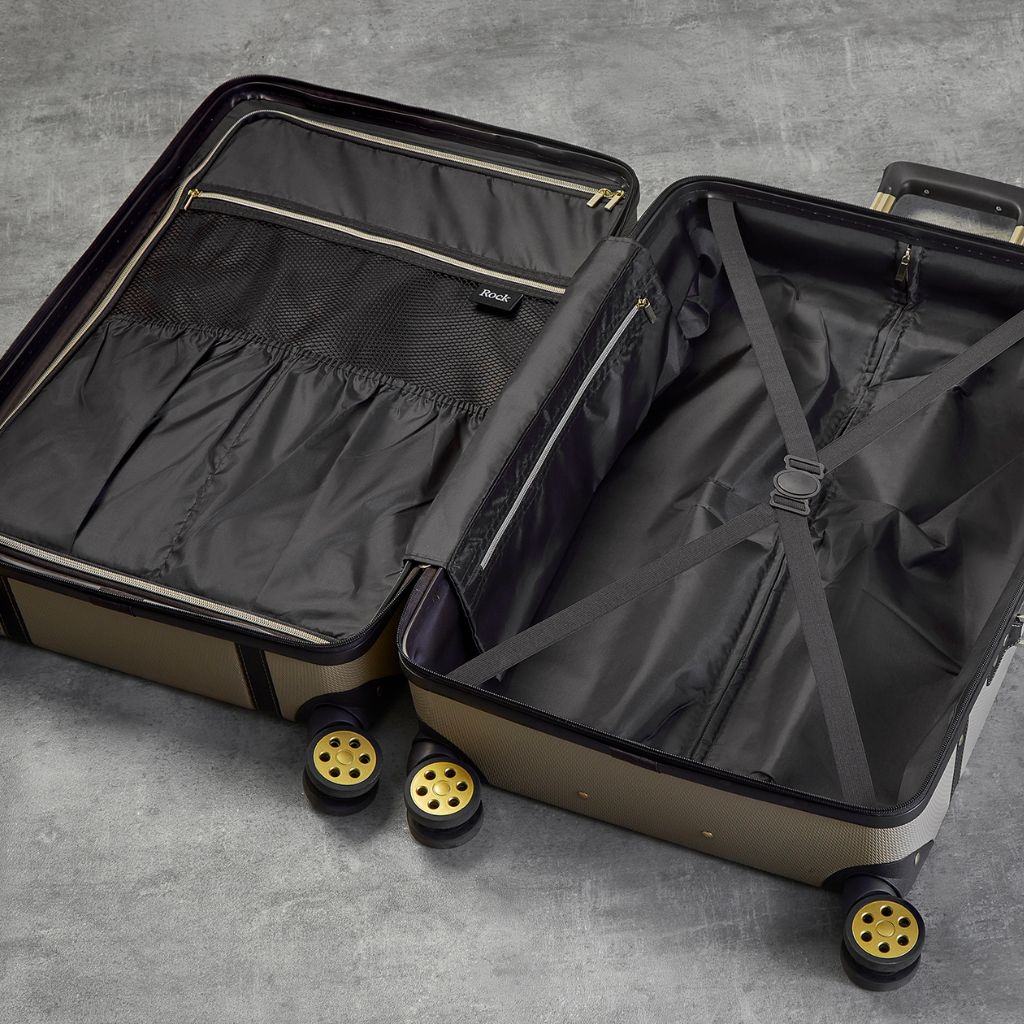 Rock Vintage 78cm Large Hardsided Luggage Gold On Sale Love
