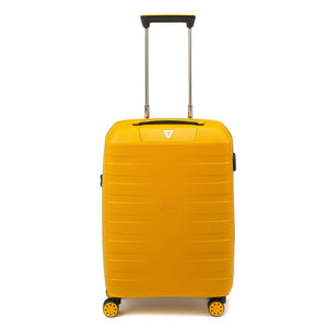 Roncato Box Young Carry On 55cm Hardsided Spinner Suitcase Mustard Blue Sole - Love Luggage