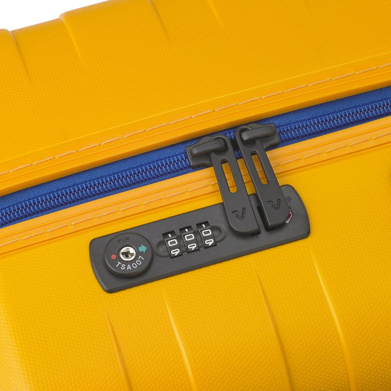 Roncato Box Young Medium 69cm Hardsided Spinner Suitcase Mustard Blue Sole - Love Luggage