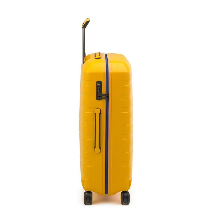 Roncato Box Young Medium 69cm Hardsided Spinner Suitcase Mustard Blue Sole - Love Luggage