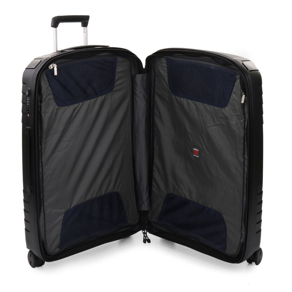 Roncato Ypsilon Large 78cm Hardsided Exp Spinner Suitcase Black - Love Luggage